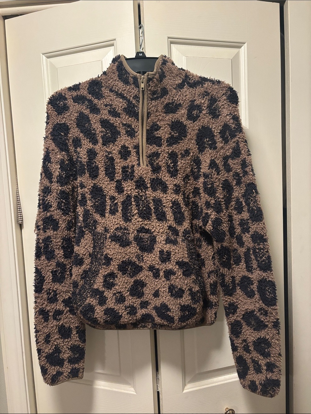 SKIMS Cozy Knit Leopard Half‑Zip Pullover - Brown & Black